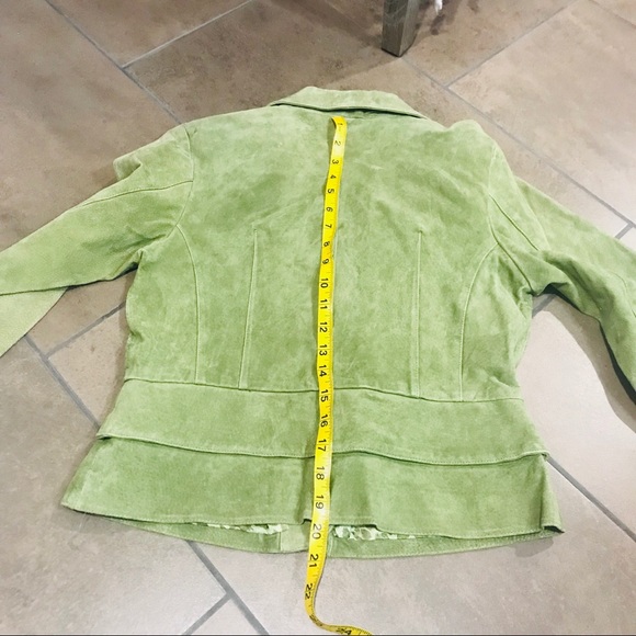 ⭐️🌟Hannah Green Leather Peplum Jacket Sz S - Picture 9 of 11